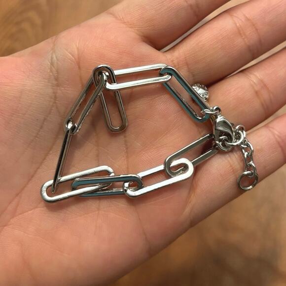 J.Crew Paper Clip Chain Bracelet Chrome - Picture 3 of 3